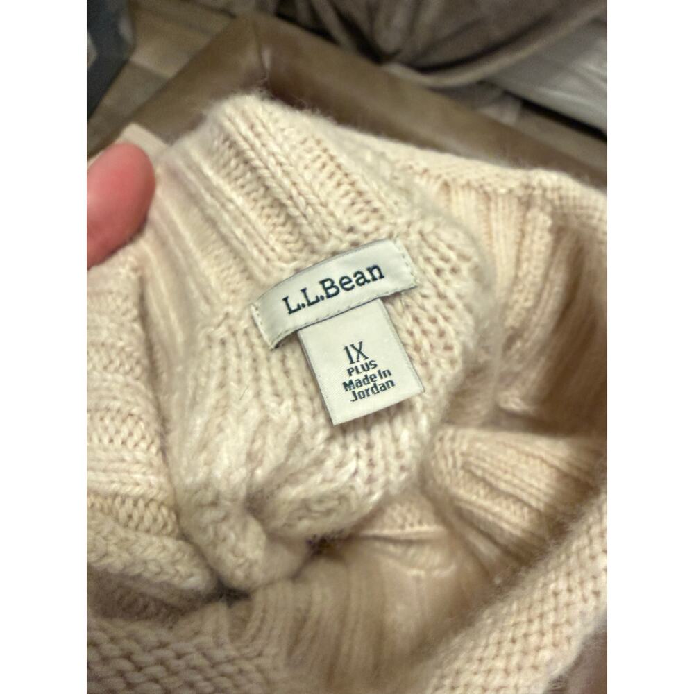 Size 1x Cream Women's L.L. Bean 1912 Heritage Wool Blend Mockneck Sweater - Picture 5 of 6